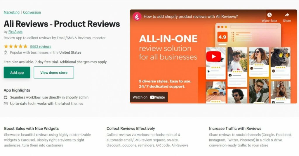 Ali Reviews Shopify product review app.