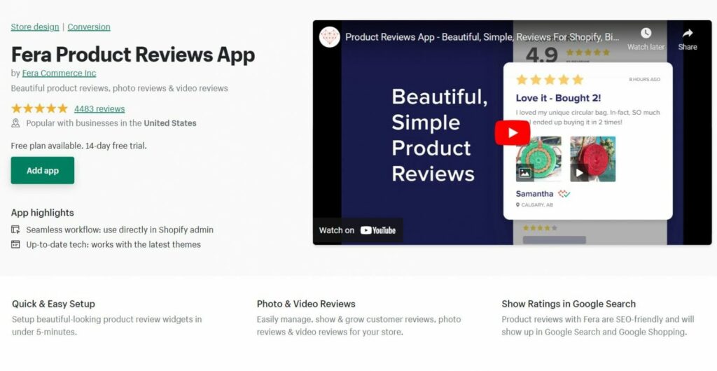 Fera.ai Shopify product review app.