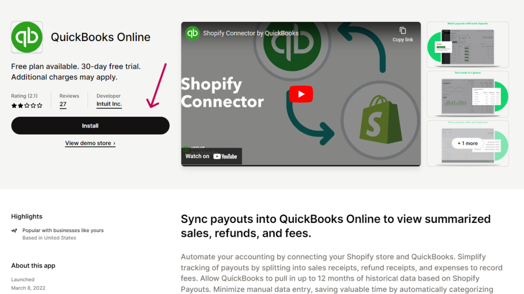 Install the Quickbooks Online app.