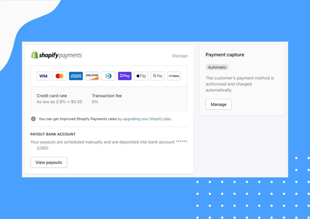 How to make your Shopify store live: Set up payment methods.