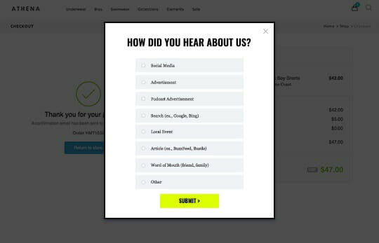 Gather valuable customer feedback on the Shopify thank you page.